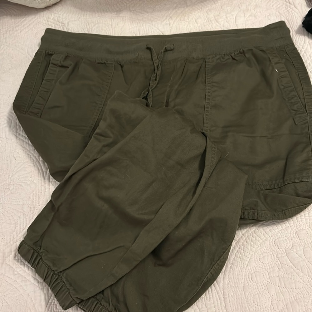 Olive green drawstring jogger pants